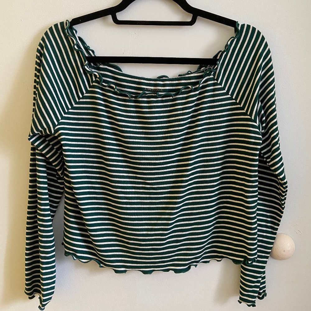 ArizonaJeans Green striped off-shoulder top